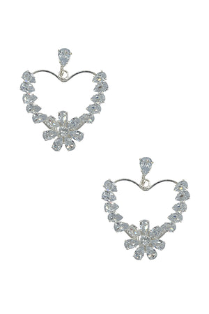 Crystal Gem Heart Detail Drop Earring