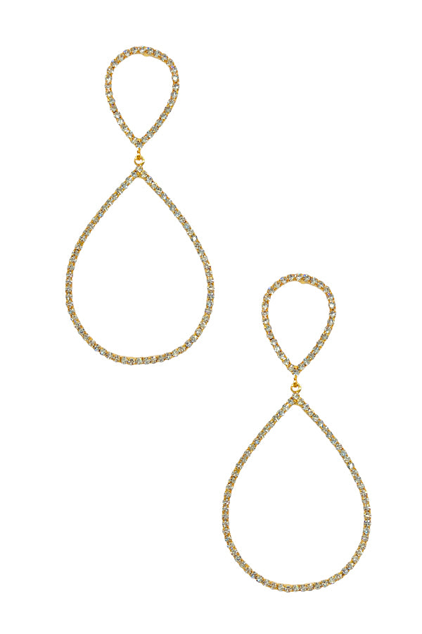 Rhinestone Pave Double Teardrop Dangle Earring