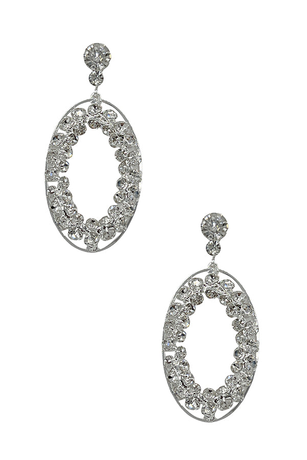 Round Crystal Gem Oval Dangle Earring
