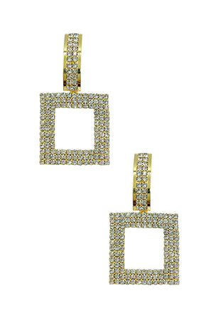 Rhinestone Pave Square Drop Earring