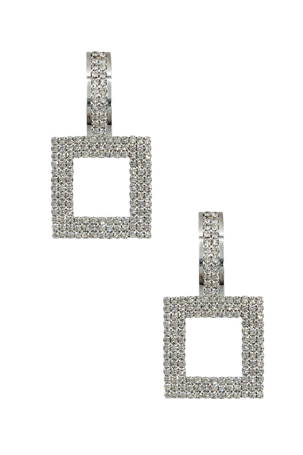 Rhinestone Pave Square Drop Earring