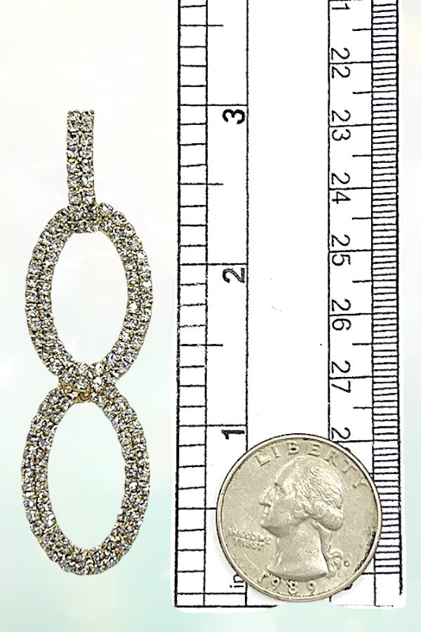 RHINESTONE PAVE DOUBLE OVAL LINK DROP EARRING
