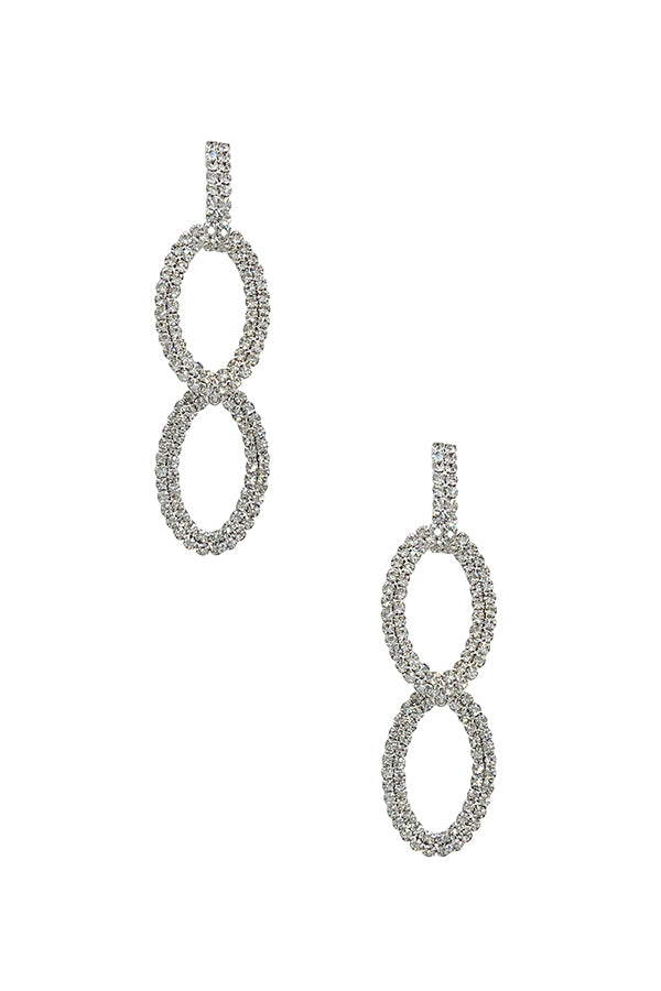 Rhinestone Pave Double Oval Drop Earring