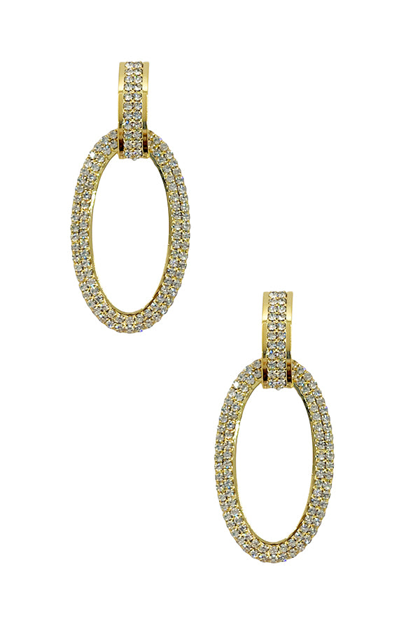 Rhinestone Pave Oval Drop Earring