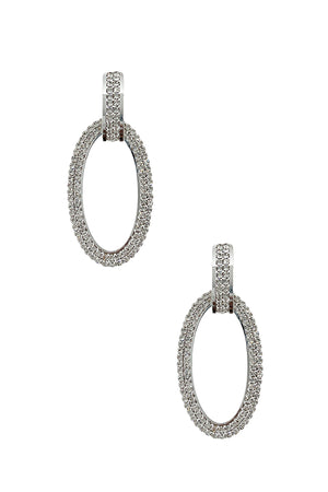 Rhinestone Pave Oval Drop Earring