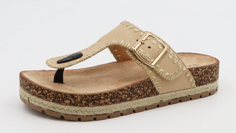 Cork Footbed Raffia Detailed Sandal