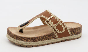 Cork Footbed Raffia Detailed Sandal