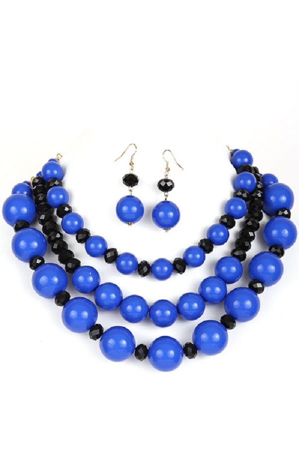 Cluster Ball Bead Statement Necklace Set