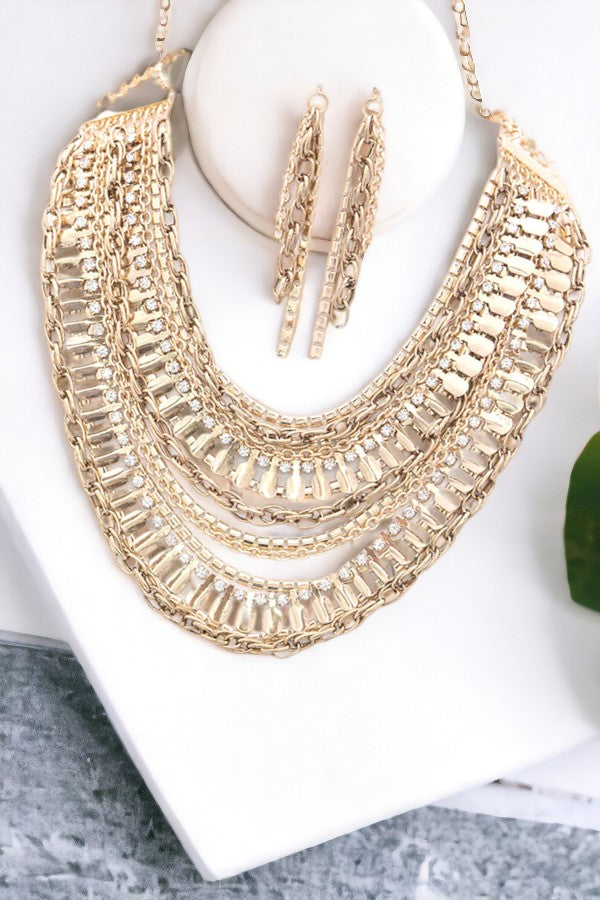 Multi Chain Layered Necklace Set