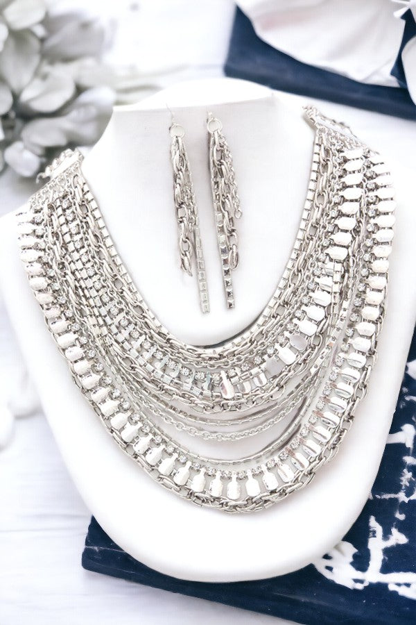 Multi Chain Layered Necklace Set