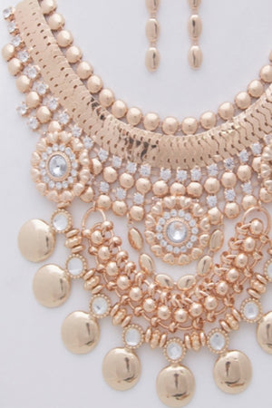 Tiered Gem Accent Statement Necklace Set