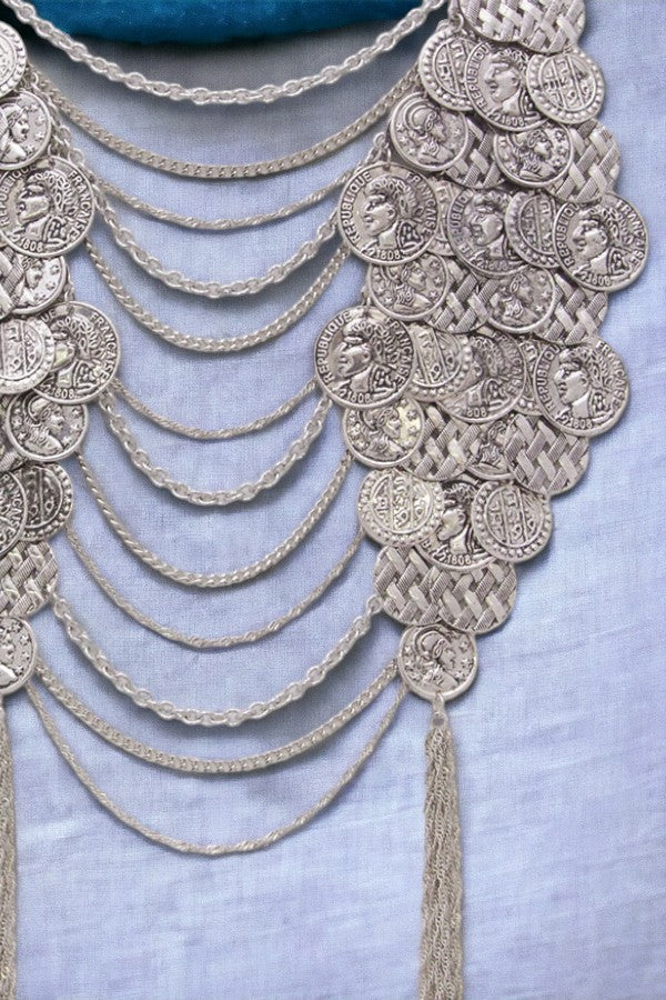 Antique Coin Layered Bib Necklace Set