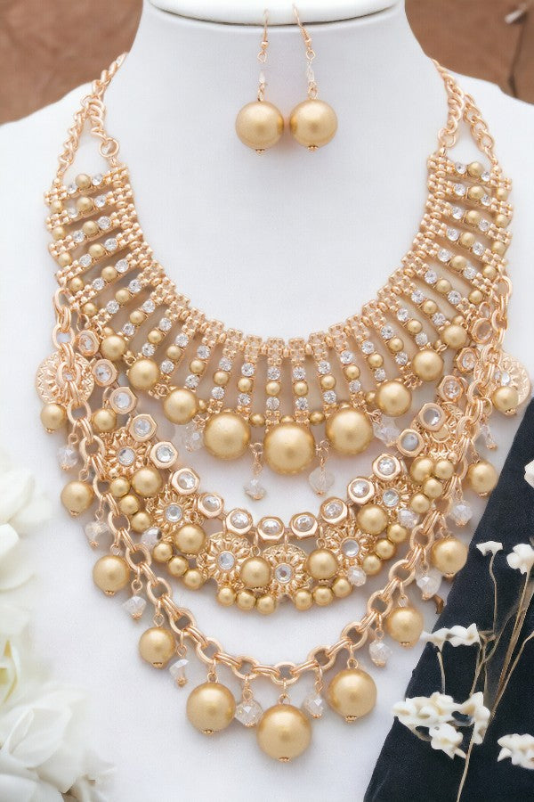Tiered Layered Bead Chain Necklace Set