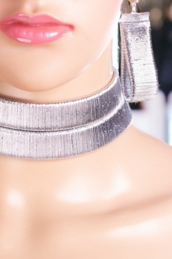 Metallic Choker Necklace Set
