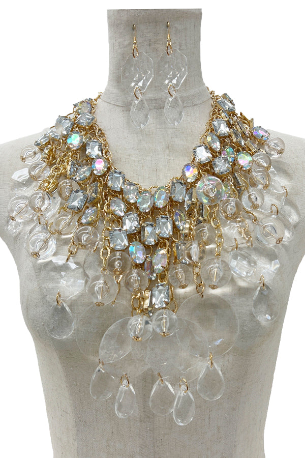 Faceted Gem Pace Bib Necklace Set