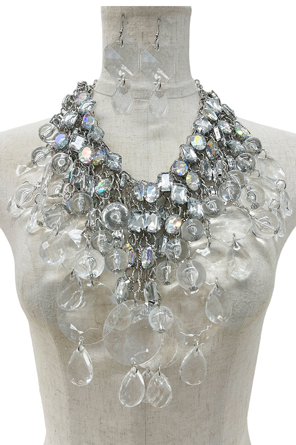 Faceted Gem Pace Bib Necklace Set