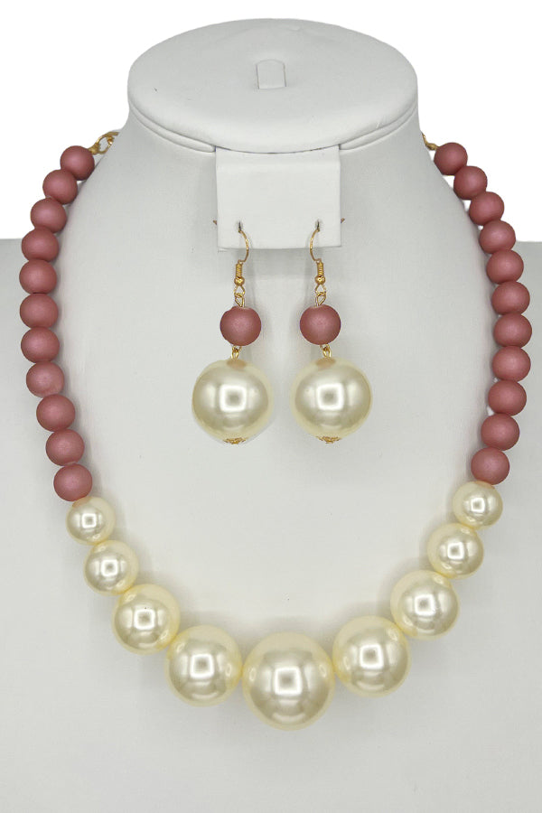 Bead Pearl Necklace Set