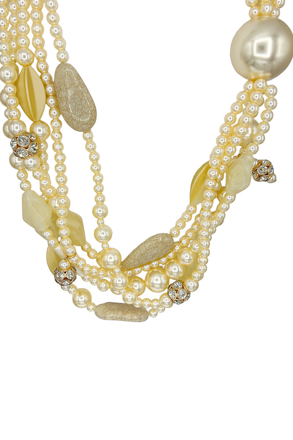 Oblong Pearl Layered Necklace Set