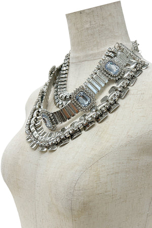 Crystal Gem Layered Statement Necklace Set