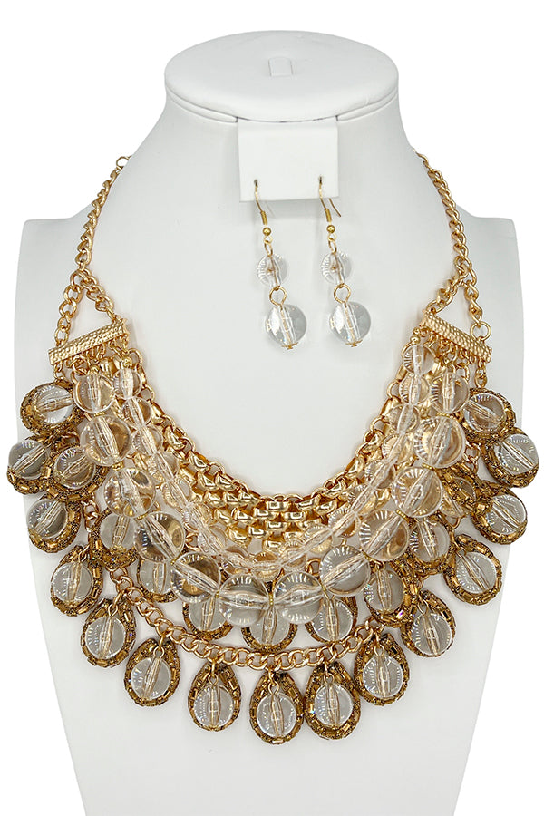 Ball Bead Chain Statement Necklace Set