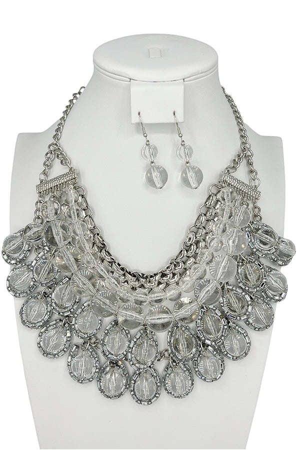 Ball Bead Chain Statement Necklace Set