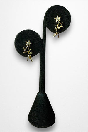 CUBIC ZIRCONIA ALIGNED MULTI STARS EARRING