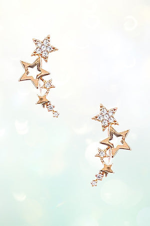 CUBIC ZIRCONIA ALIGNED MULTI STARS EARRING