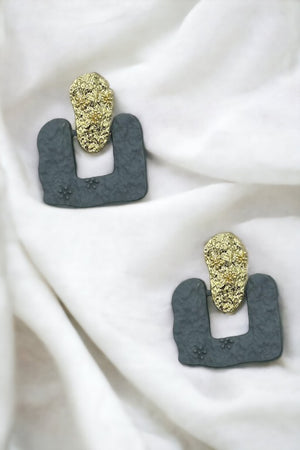 Floral Clay Metal Accent Drop Earring