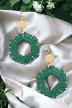 Threaded Hexagon Dangle Earring