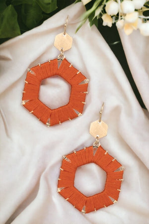 Threaded Hexagon Dangle Earring