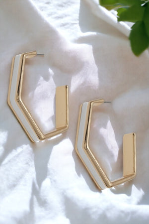 Semi Hexagon Hoop Earring