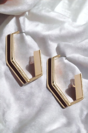 Semi Hexagon Hoop Earring