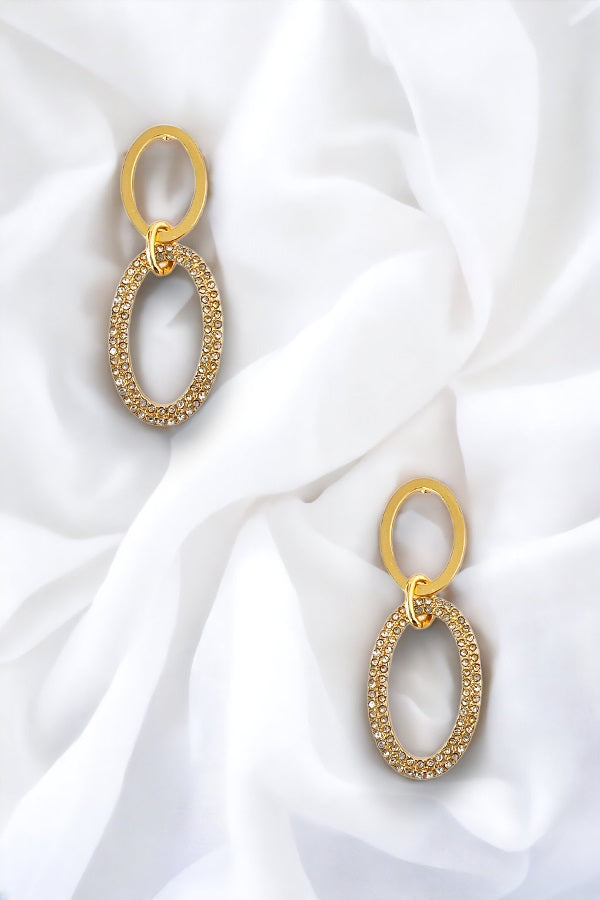 Double Oval Link Rhinestone Pave Earring