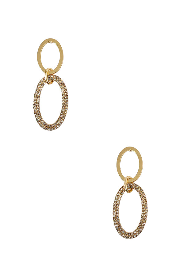 Double Oval Link Rhinestone Pave Earring