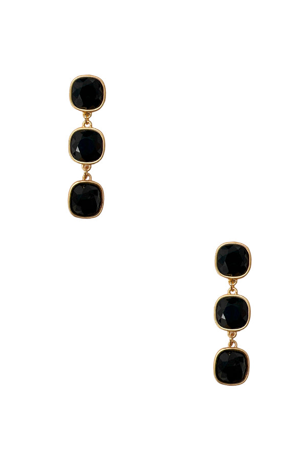 Triple Drop Gem Link Dangle Earring