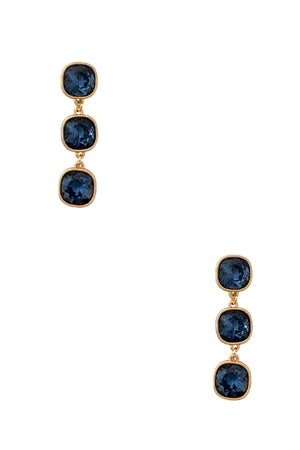 Triple Drop Gem Link Dangle Earring