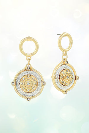 COIN DROP ROUND RING POST EARRING