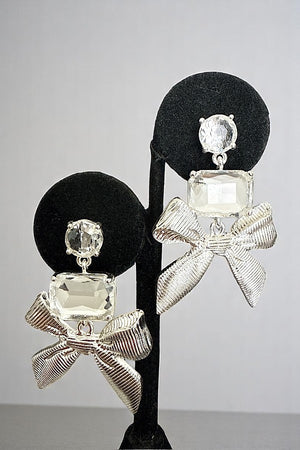 GEM POST GEM DANGLE TEXTURED RIBBON EARRING