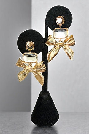 GEM POST GEM DANGLE TEXTURED RIBBON EARRING