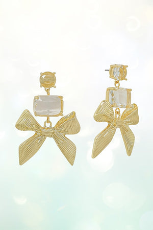GEM POST GEM DANGLE TEXTURED RIBBON EARRING