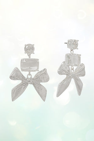 GEM POST GEM DANGLE TEXTURED RIBBON EARRING