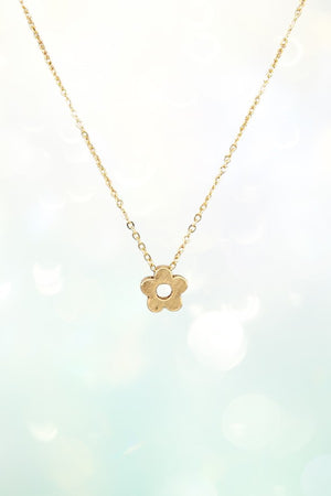 FLOWER PENDANT MATTE NECKLACE AND BALL POST EARRING SET