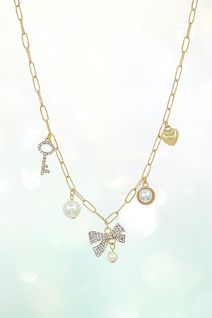 MULTI CHARM DANGLE CHAIN NECKLACE SET