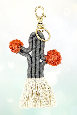 WOVEN TASSEL ACENT CACTUS KEYCHAIN