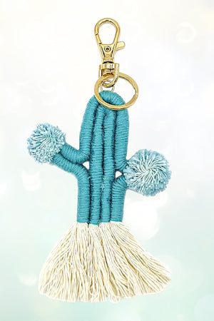 WOVEN TASSEL ACENT CACTUS KEYCHAIN