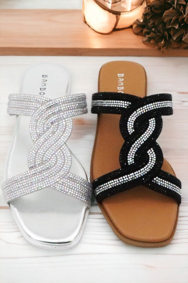 Slip On with Rhinestone Crisscross Sandal