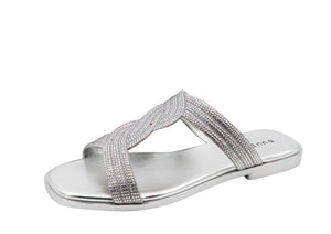 Slip On with Rhinestone Crisscross Sandal