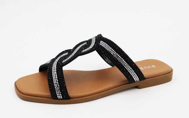 Slip On with Rhinestone Crisscross Sandal