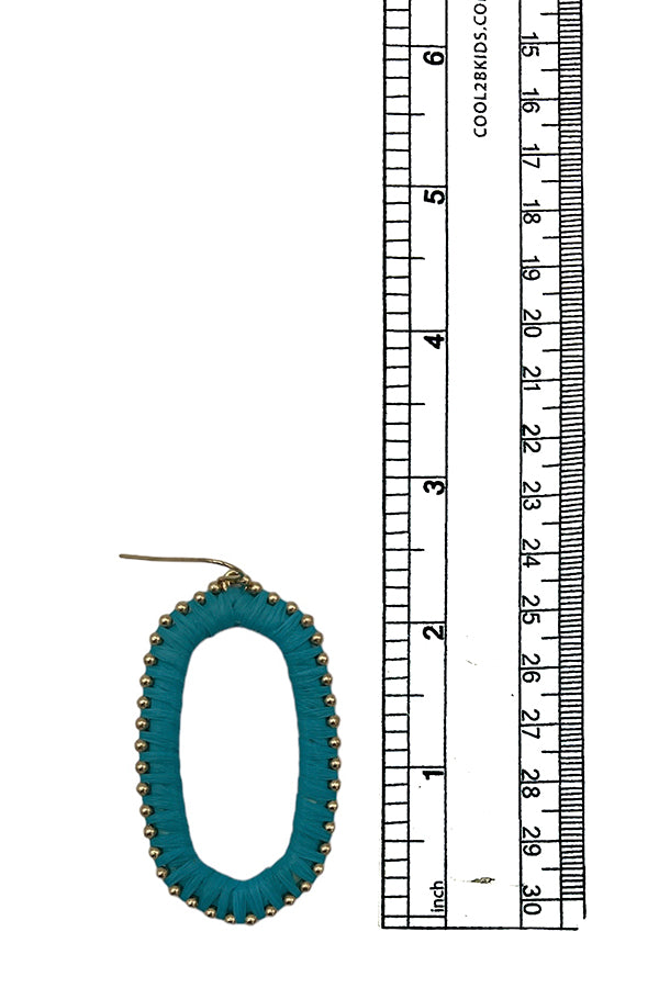 Raffia Woven Bead Oval Drop Earring