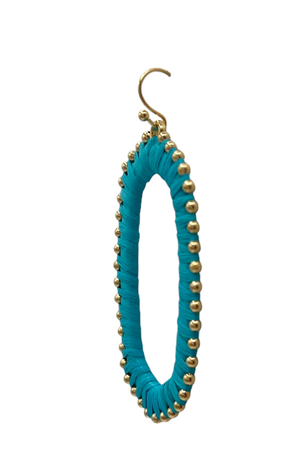 Raffia Woven Bead Oval Drop Earring